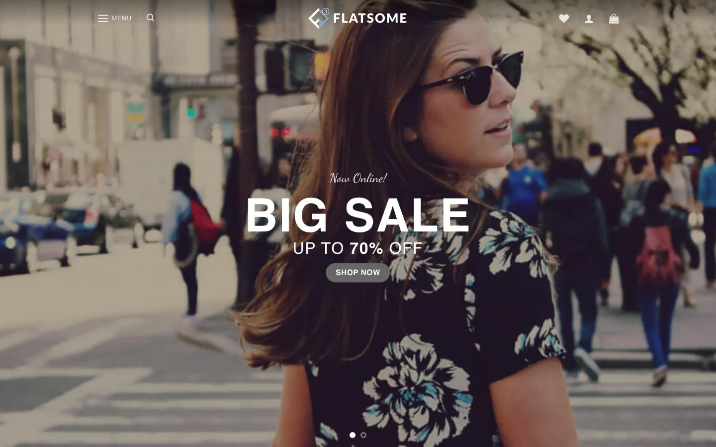 Flatsome Fullscreen Fashion shop demo with a Big Sale up to 70% off banner