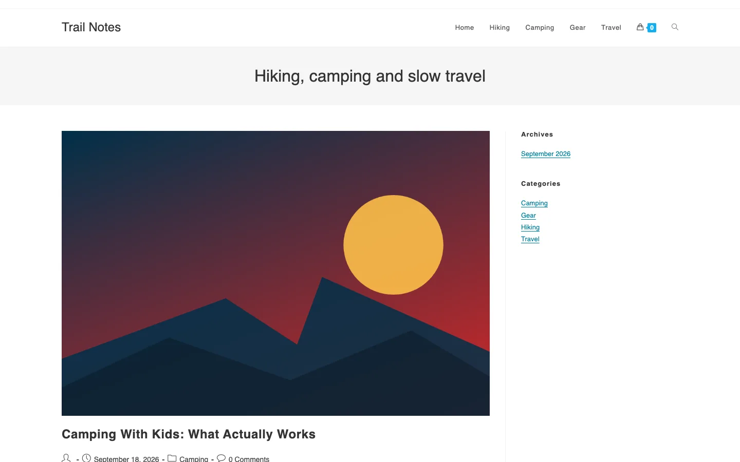 OceanWP theme front end showing a blog homepage with page title banner, featured image and sidebar