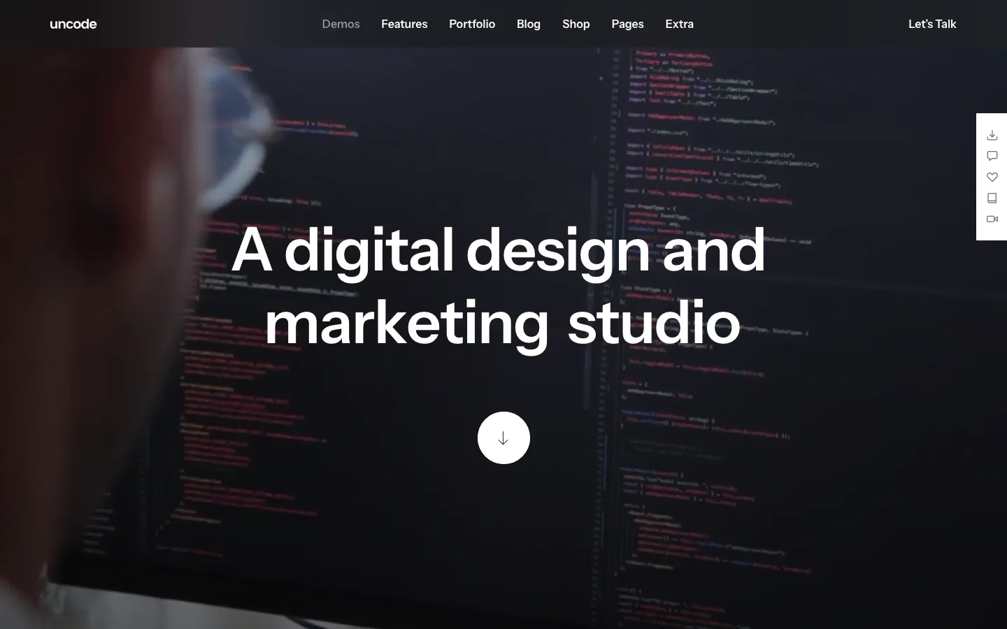 Uncode Creative Agency demo homepage with a full-screen video header